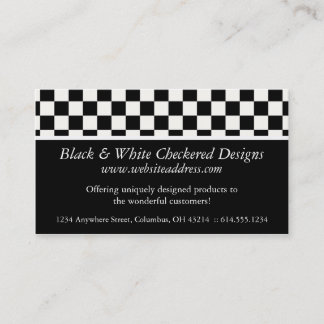 Visita Tarjeta de visita:: Diseño a cuadros negro y