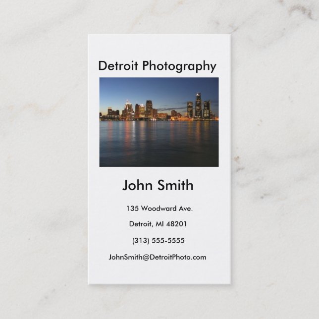 Visita Tarjeta de visita, fotografía de Detroit (Anverso)
