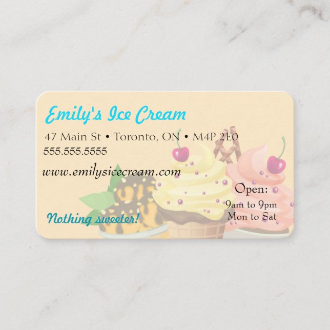 Visita Tarjeta de visita, helado decorativo (Anverso)