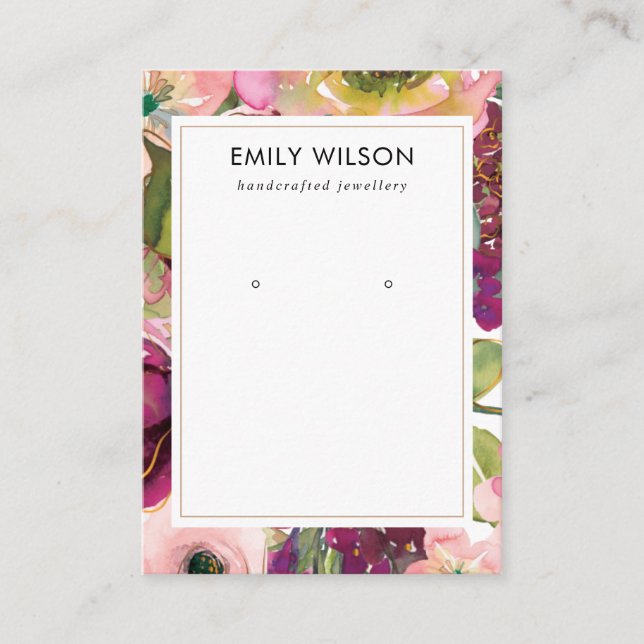 VISITA TARJETA DE VISUALIZACIÓN DE BURGUNDY RUBOR FLORAL  (Anverso)