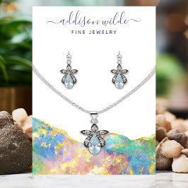 Visita Tarjeta de visualización de collar de piedras prec