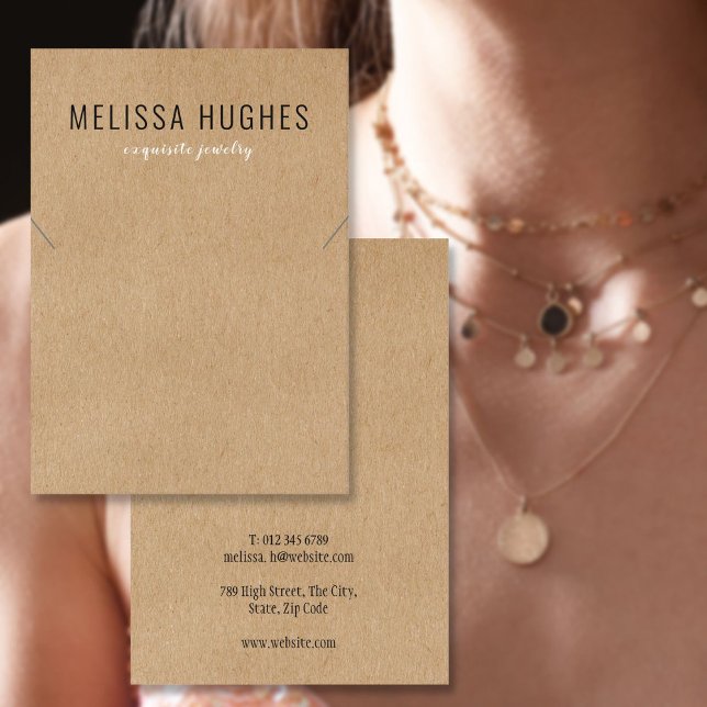 Visita Tarjeta de visualización de joyas de collar rustic (Simple Modern Rustic Necklace Jewelry Display Card)