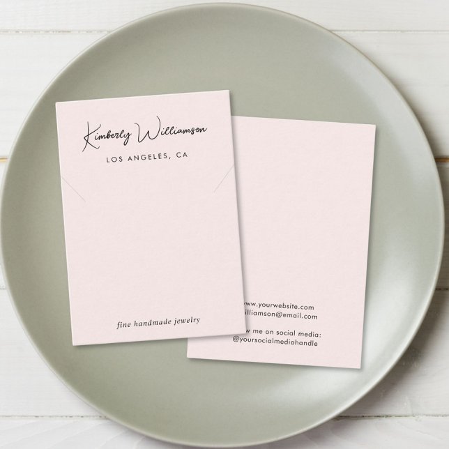 Visita Tarjeta de visualización de joyas rosa de collar d (Empower your name in our signature script as your logo and brand identity)