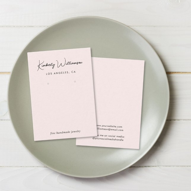 Visita Tarjeta de visualización de joyería rosa de guión  (Empower your name in our signature script as your logo and brand identity)