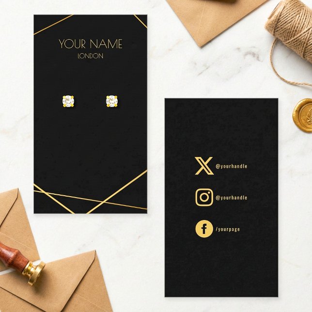 Visita Tarjeta de visualización en miniatura del anillo d (Geometric gold earring miniature display card)