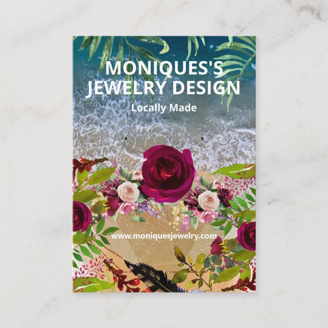 Visita Tarjeta de visualización Floral Beach Sea Glass Ea (Anverso)