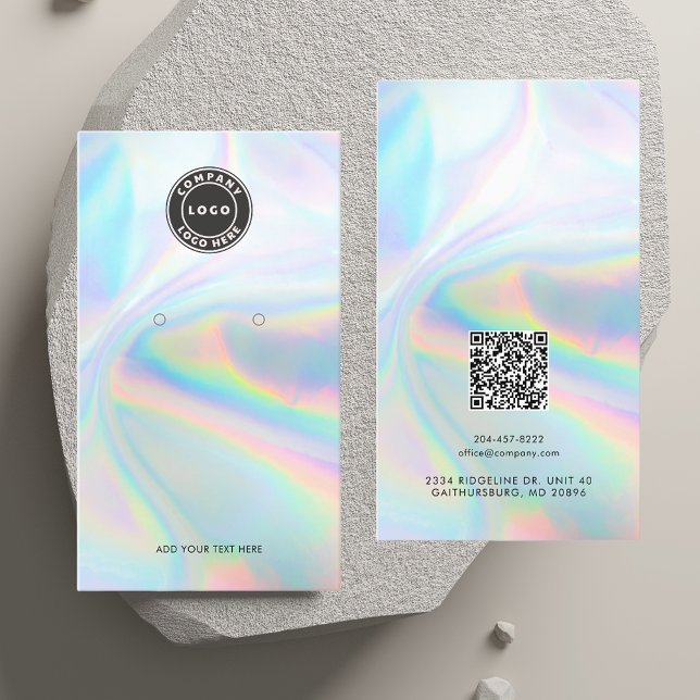Visita Tarjeta de visualización Holográfica del logotipo  (Logo and QR Code Holographic Earring Display Card)