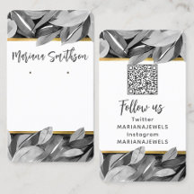 Tarjeta de visualización QR Code Gray Gold Foliage
