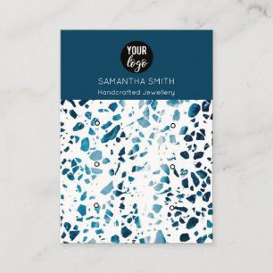 Visita Tarjeta de visualización Terrazzo Mosaic Blue 3 St