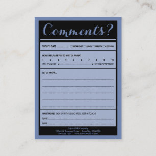 Visita tarjeta del comentario de la cafetería