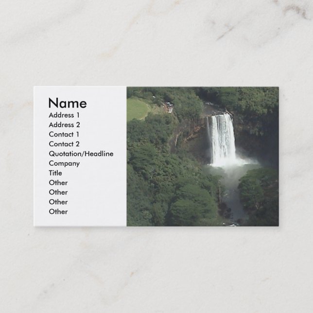 Visita Tarjeta del perfil de la cascada (Anverso)
