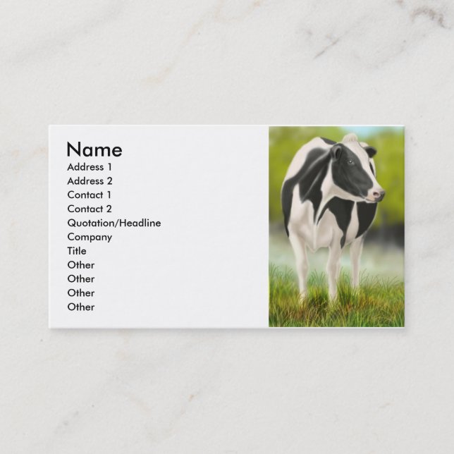 Visita Tarjeta del perfil de la vaca de Holstein (Anverso)