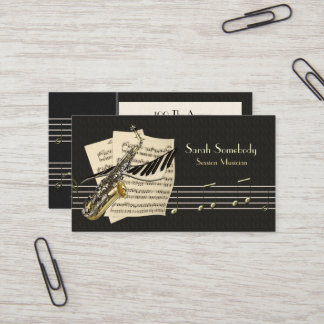 Visita Tarjeta del perfil del saxofón y de la música del