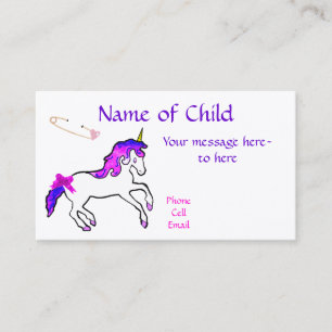 Visita Tarjeta del perfil del unicornio de los niños