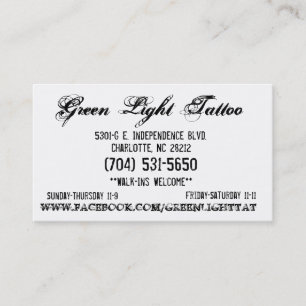 Visita Tarjeta del tatuaje de la luz verde