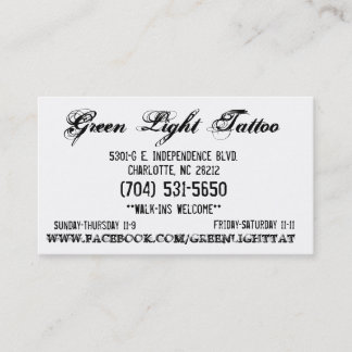 Visita Tarjeta del tatuaje de la luz verde