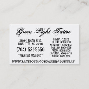 Visita Tarjeta del tatuaje de la luz verde