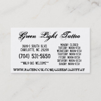 Visita Tarjeta del tatuaje de la luz verde