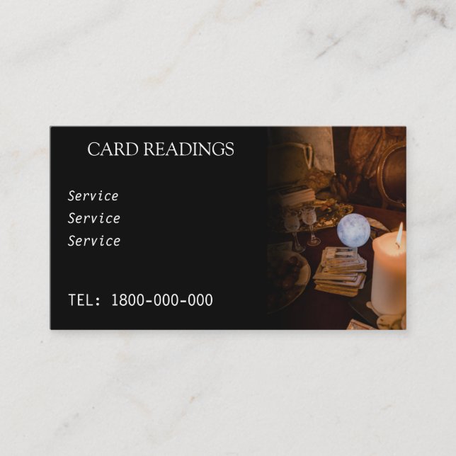 VISITA TARJETA EDITABLE DE LECTURA DE TAROTE (Anverso)