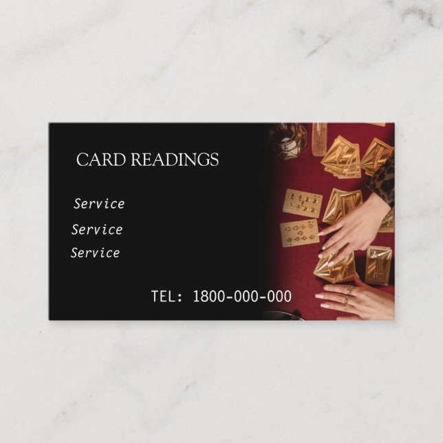 VISITA TARJETA EDITABLE DE LECTURA DE TAROTE (Anverso)