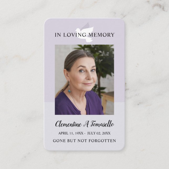 Visita Tarjeta fotográfica de la oración del funeral de D (Anverso)