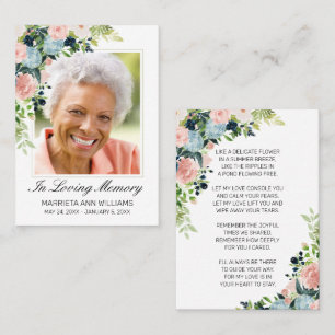 Visita Tarjeta funeraria conmemorativa de la foto floral 
