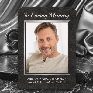 Visita Tarjeta funeraria conmemorativa de plata de cuero 