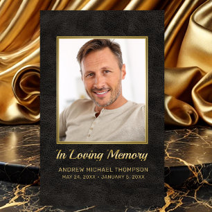 Visita Tarjeta funeraria de foto de oro negro en memoria 