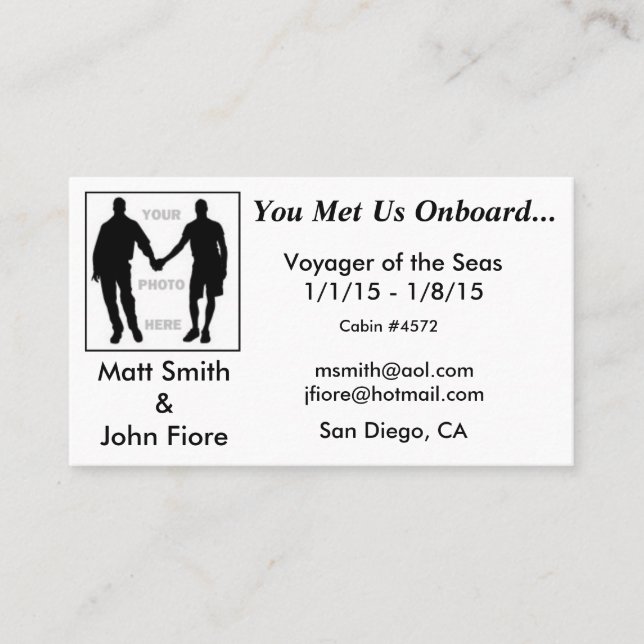 Visita Tarjeta gay de la travesía (con la parte (Anverso)