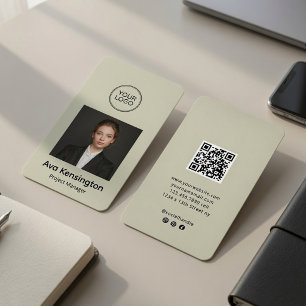 Visita Tarjeta Personalizada con Código QR de Foto Modern