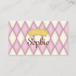 Visita Tarjeta Personalizada de Princesa Arlequín Rosa