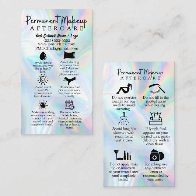 Visita Tarjeta posterior de maquillaje permanente (Anverso / Reverso)