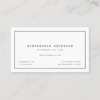 Visita Tarjeta profesional de abogados blancos minimalist