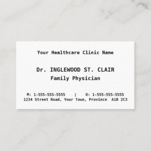 Visita Tarjeta profesional de atención médica simple