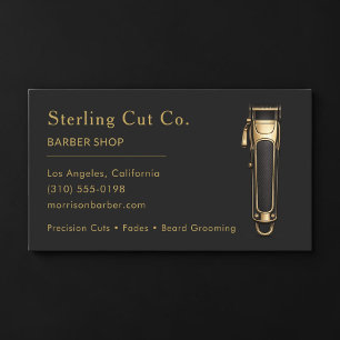 Visita Tarjeta Profesional de Barbería Black & Gold