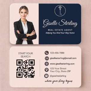 Visita Tarjeta Profesional de bienes raíces Navy Blush