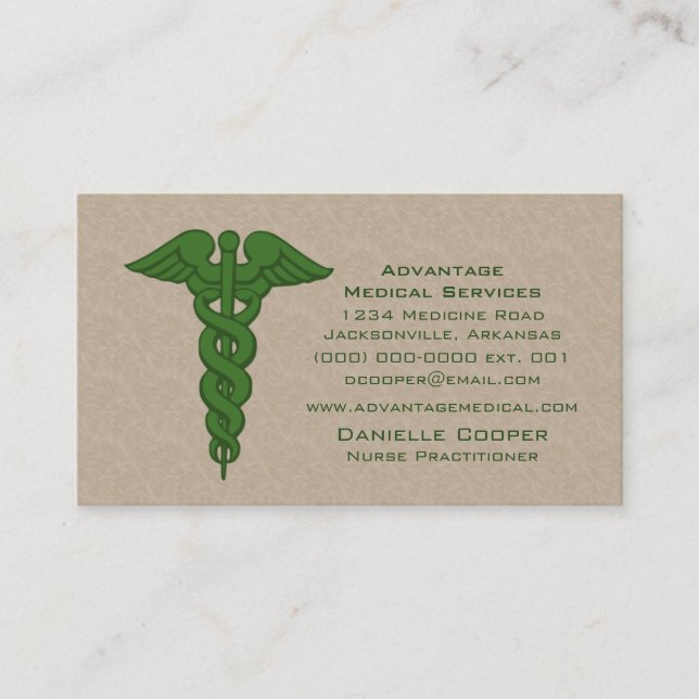 Visita Tarjeta profesional de Caduceus, verde (Anverso)