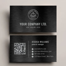 Tarjeta profesional de código QR de acero cepillad