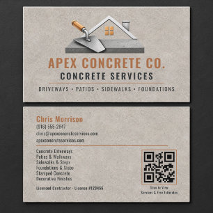 Visita Tarjeta profesional de código QR de hormigón