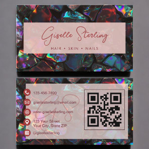 Visita Tarjeta profesional de código QR de ópalo negro mo