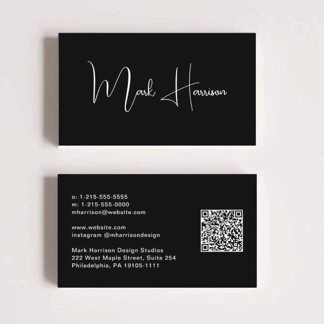 Visita Tarjeta Profesional de Código QR Moderna Negra (Subido por el creador)