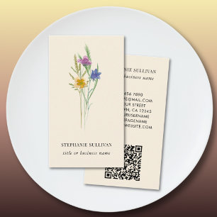Visita Tarjeta profesional de flores silvestres con códig