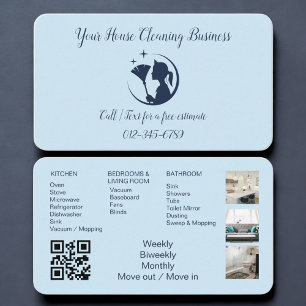 Visita Tarjeta Profesional de Limpieza de Casa Blue Maid