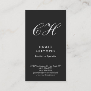 Visita Tarjeta profesional de Monograma Gris vertical