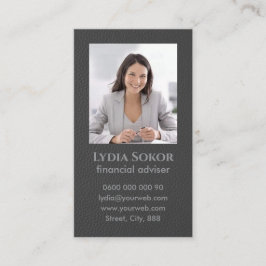 Visita Tarjeta profesional de negocios gris oscuro con fo