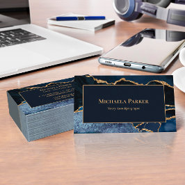 Visita Tarjeta profesional de negocios Navy Blue Gold Aga