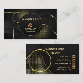 Visita Tarjeta profesional moderna, de color negro y oro
