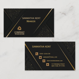 Visita Tarjeta profesional moderna, de color negro y oro