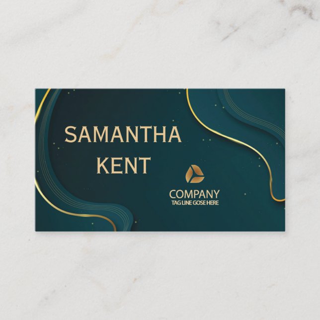 Visita Tarjeta profesional moderna de turquesa y oro (Anverso)