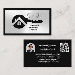 Visita Tarjeta QR de bienes raíces con foto elegante en n